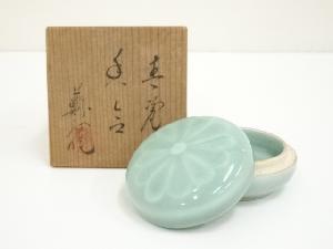 京焼　蘇谷造　青磁香合（共箱）